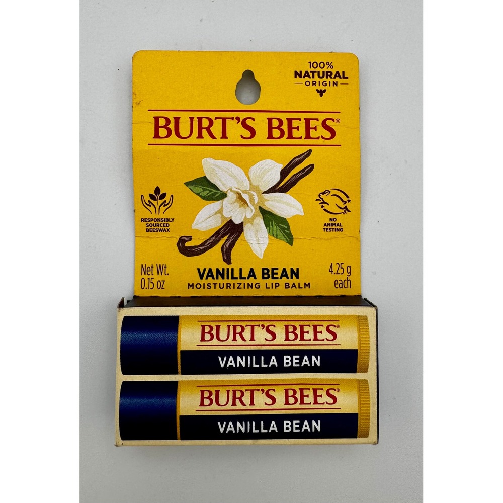Burt's Bees Vanilla Bean Moisturizing Lip Balm, 100% Natural 2-Pack (0.3 oz)
